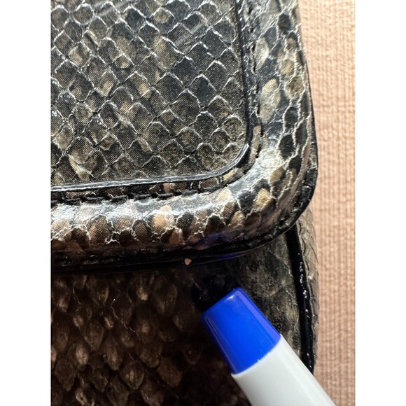 Victoria’s Secret Snakeskin Shoulder Bag Gray Gold Chain Crossbody Elegant - Picture 12 of 13